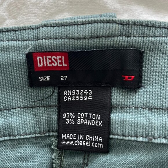 Vintage Diesel Faded Blue Cargo Denim Orange Button Micro Mini Skirt 27 - Picture 4 of 4